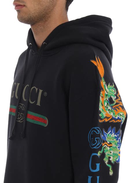 gucci dragon embroidered hoodie|Gucci Dragon Embroidered Logo Hoodie w/ Tags .